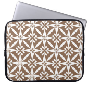 Capa Para Notebook Padrão Ikat Star - Taupe Tan e Branco