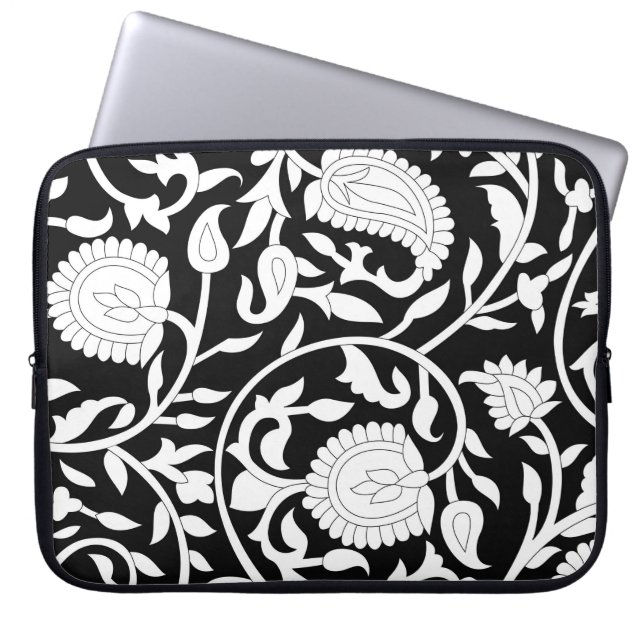 Capa Para Notebook Padrão índio tradicional de paisley em preto e wh (Frente)