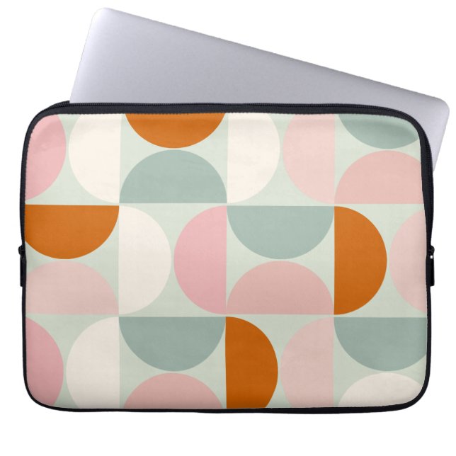 Capa Para Notebook Padrão Laranja Verde de meio século Moderno Sage (Frente)
