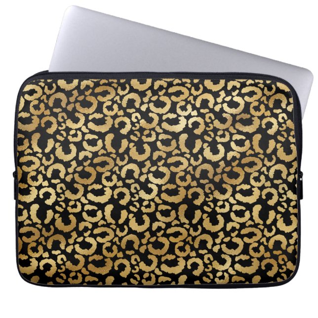 Capa Para Notebook Padrão-leopardo em Dourado (Frente)
