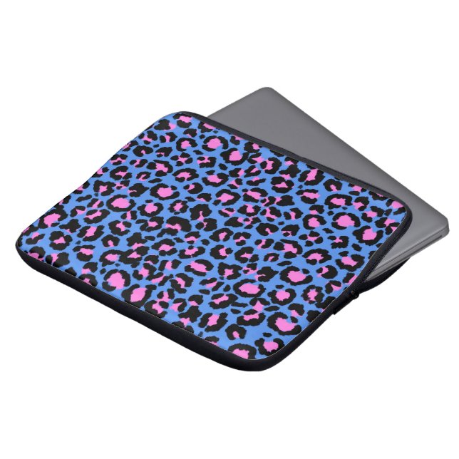 Capa Para Notebook Padrão-leopardo em framboesa sobre azul elétrico (Frente Topo)