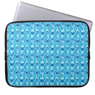 Capa Para Notebook Padrão lotus egípcio, cobalto e turquesa