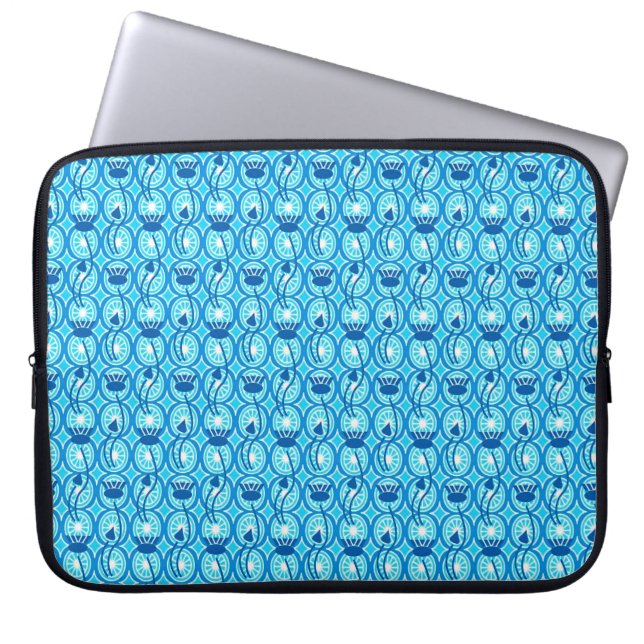 Capa Para Notebook Padrão lotus egípcio, cobalto e turquesa (Frente)