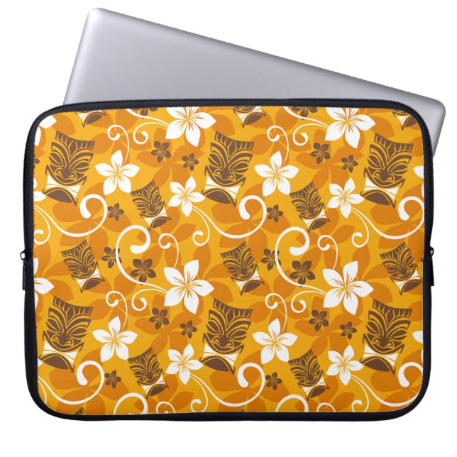 CAPA PARA NOTEBOOK PADRÃO LUAU TIKI (LARANJA) (Frente)