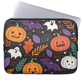 Capa Para Notebook Padrão Mágico de Halloween Fofo