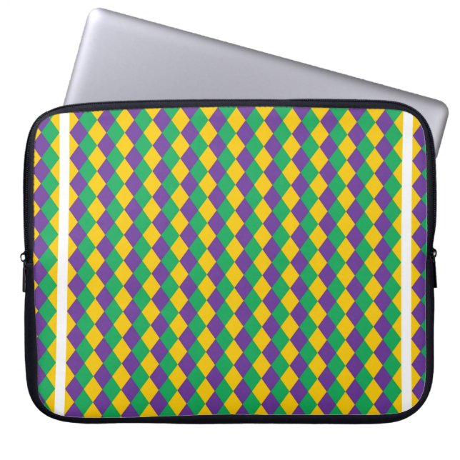 Capa Para Notebook Padrão Mardi Gras Diamond Sem Olhos. Violet, Yello (Frente)