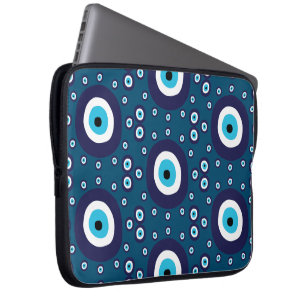 Capa Para Notebook Padrão Mau de Olhos Azul Escuro Masculino Azul