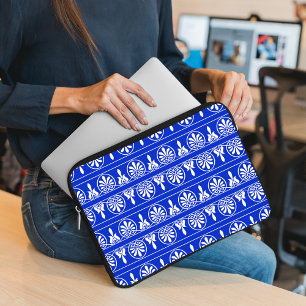 Capa Para Notebook Padrão Mediterrâneo Árabe Grego Azul