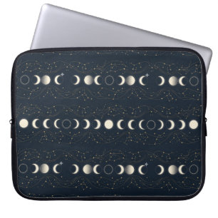 Capa Para Notebook Padrão Minimalista de Fases Lunares com Estrelas e