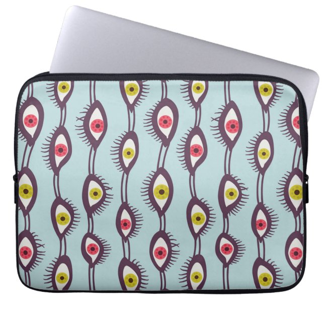 Capa Para Notebook Padrão Místico de Olhos - Design de Triquete Psico (Frente)