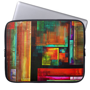Capa Para Notebook Padrão Moderno de Abstrato de Arte Quadrados Color