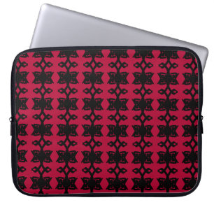Capa Para Notebook Padrão Moderno Elegante Preto e Vermelho Burgundy