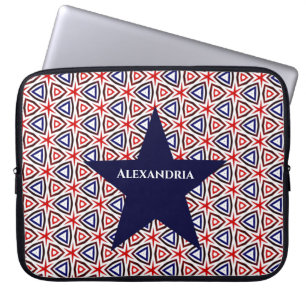 Capa Para Notebook Padrão Moderno Patriótico Americano Azul Branco Ve