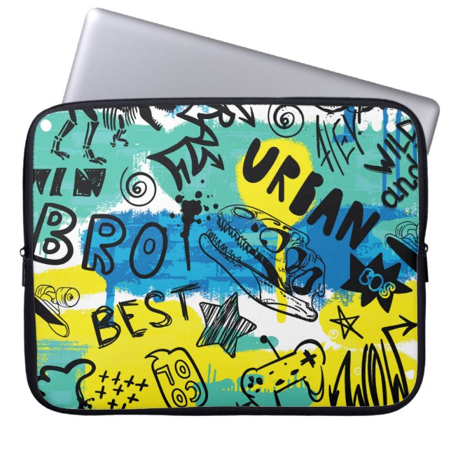 Capa Para Notebook Padrão Monster Hand Drawn Kids (Frente)