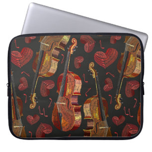 Capa Para Notebook Padrão Musical Violin Red Heart