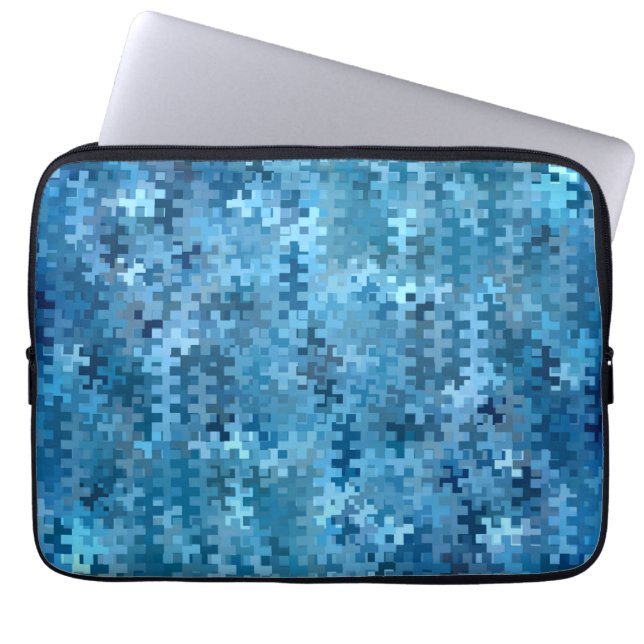 Capa Para Notebook Padrão na moda azul e preto (Frente)