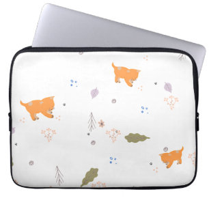 Capa Para Notebook Padrão Orange Tabby and Leaves