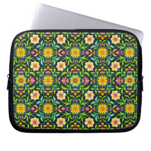 Capa Para Notebook Padrão Ornamental Floral em Cores Vibrantes