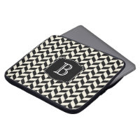 Padrão ósseo de Herringbone preto e branco com mon