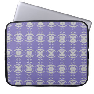 Capa Para Notebook Padrão Oval de Prata Elegante em Azul Pervinca