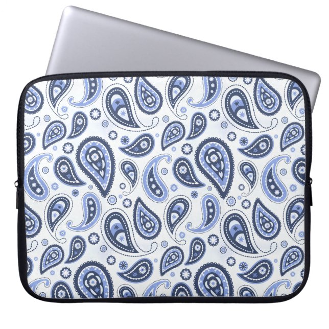 Capa Para Notebook Padrão Paisley Azul (Frente)