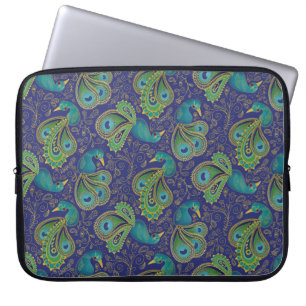Capa Para Notebook Padrão Paisley de Pavão Azul