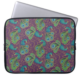Capa Para Notebook Padrão Paisley de Pavão Roxo