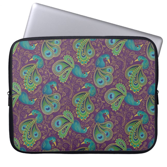 Capa Para Notebook Padrão Paisley de Pavão Roxo (Frente)