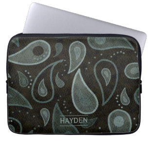 Capa Para Notebook Padrão Paisley Preto e Cinza Personalizado