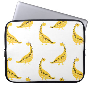 Capa Para Notebook Padrão perfeito de dinossauro amarelo. Funny vint