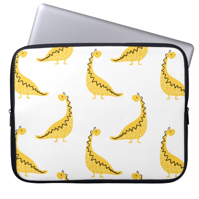Capa Para Notebook Padrão perfeito de dinossauro amarelo. Funny vinta (Frente)
