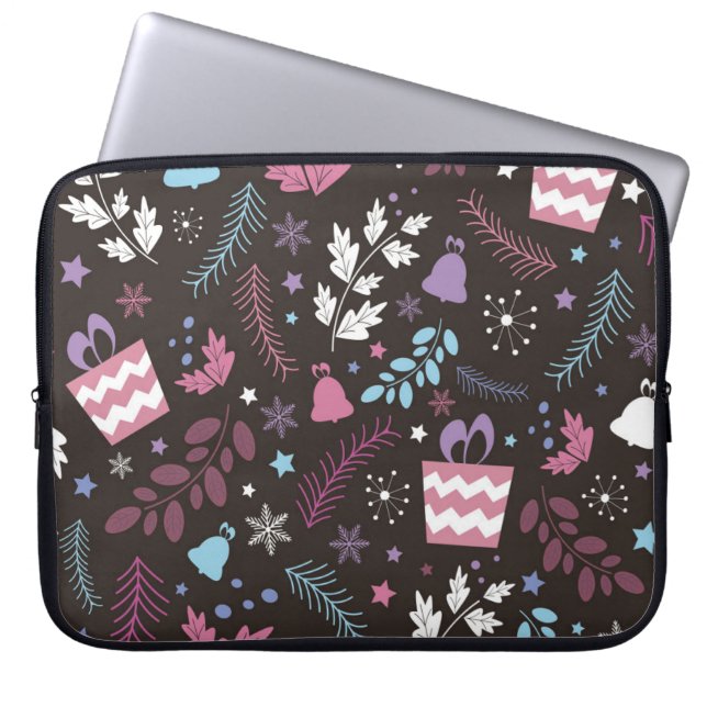 Capa Para Notebook Padrão perfeito de Natal com árvore, neve, present (Frente)