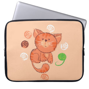 Capa Para Notebook Padrão perfeito do gato de brinquedo vermelho