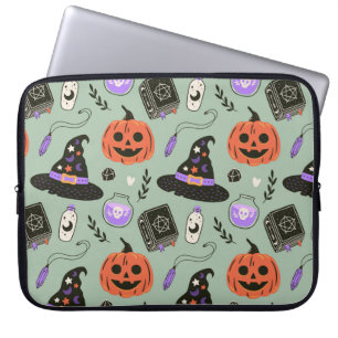 Capa Para Notebook Padrão perfeito do Halloween com chapéu de bruxa, 