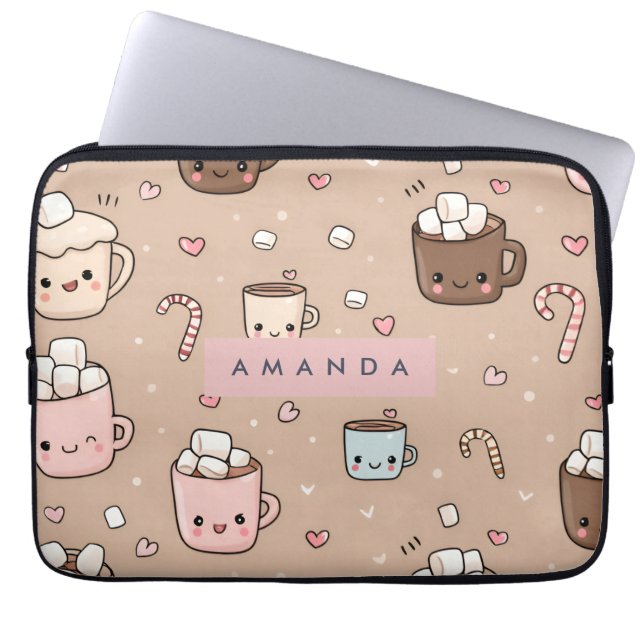 Capa Para Notebook Padrão Personalizado Adorável de Cacau Quente (Frente)