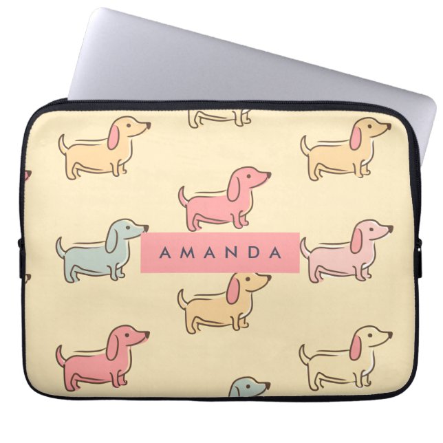 Capa Para Notebook Padrão Personalizado Adorável de Dachshund Dog (Frente)