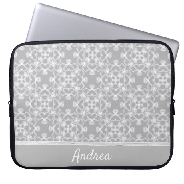 Capa Para Notebook Padrão personalizado branco e cinza (Frente)