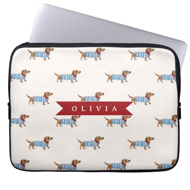 Capa Para Notebook Padrão Personalizado de Cachorro Dachshund Fofo e  (Frente)