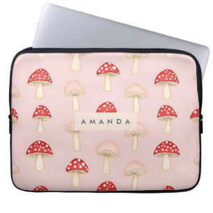 Capa Para Notebook Padrão Personalizado de Cogumelo Vermelho Rosa-Ros