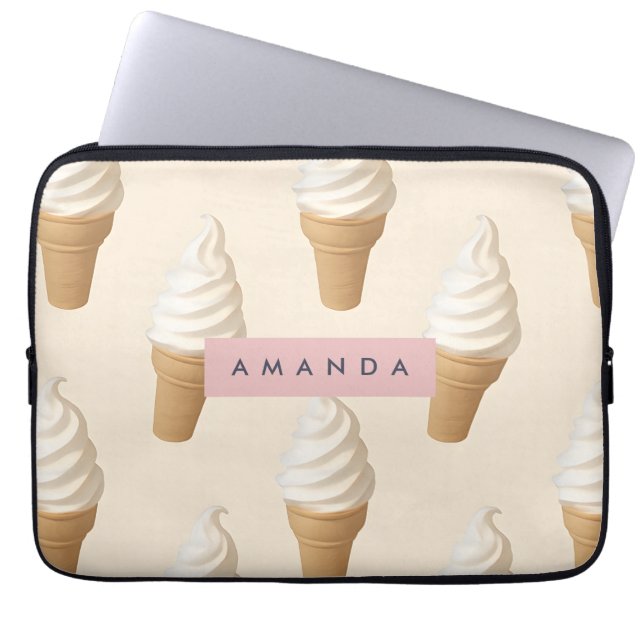 Capa Para Notebook Padrão personalizado de Cone de Sorvete Vanilla (Frente)
