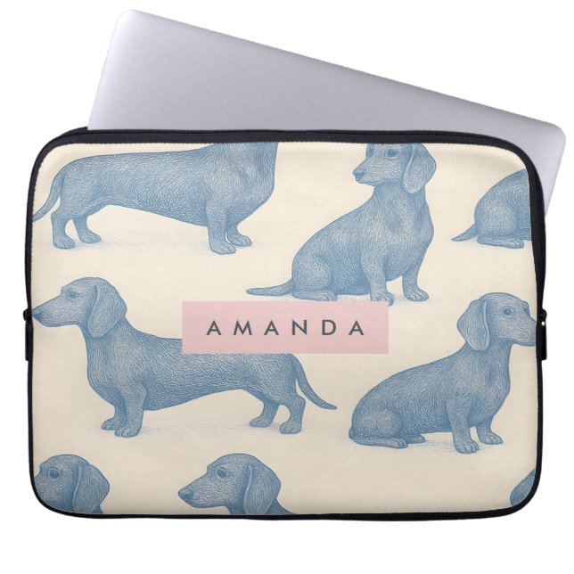 Capa Para Notebook Padrão Personalizado de Dachshund Charmoso e Elega (Frente)
