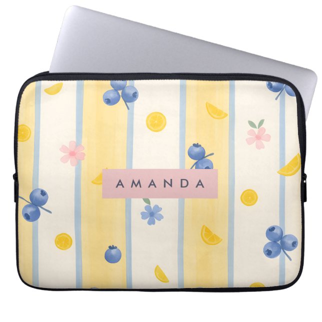 Capa Para Notebook Padrão personalizado de mirtilo e limão de Pastel (Frente)