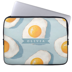 Capa Para Notebook Padrão Personalizado de Ovo Frito Divertido Azul E