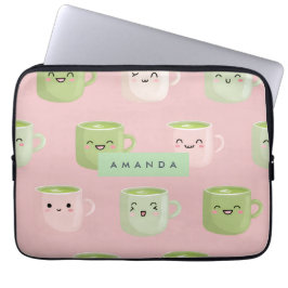 Capa Para Notebook Padrão Personalizado de Pastel Kawaii Matcha Tea