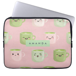 Capa Para Notebook Padrão Personalizado de Pastel Kawaii Matcha Tea