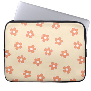 Capa Para Notebook Padrão Preppy Peach White Hippie Flower