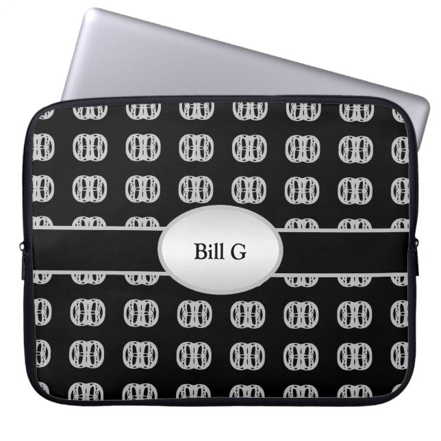 Capa Para Notebook Padrão Preto e Prata Chic Personalizado (Frente)