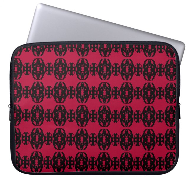 Capa Para Notebook Padrão Preto e Vermelho Moderno e Elegante (Frente)