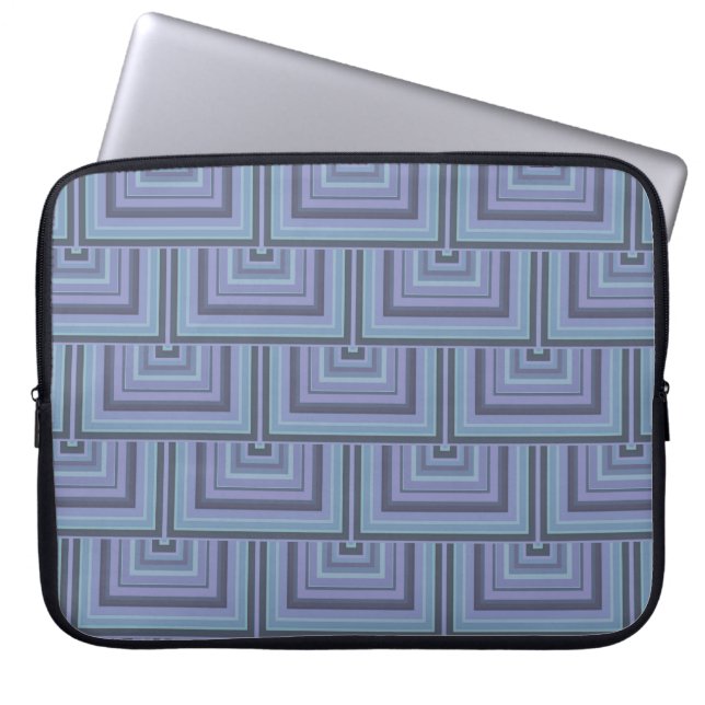 Capa Para Notebook Padrão quadrado de faixas de cinza azul (Frente)