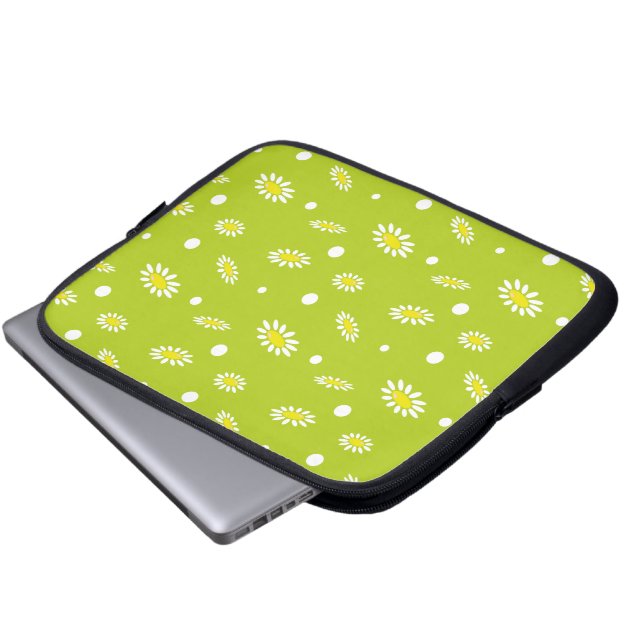Capa Para Notebook Padrão Retro de Primavera com Bolinhas em Verde Li (Frente Inferior)